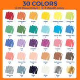 30 Colors ClickLink Acrylic Markers Dual-Color with Brush Tip (28 Classic + 2 Metallic) - Funto